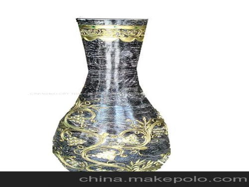 泰国工艺品礼品家居饰品黑底金葡萄花瓶图片